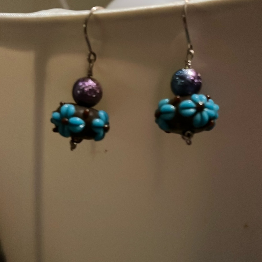 NWOT custom lampwork / Japanese Miracle Beads earrings.